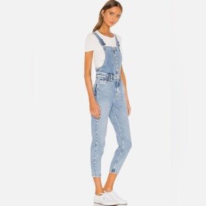 Free People Shelby Light Wash Cropped Denim Overalls